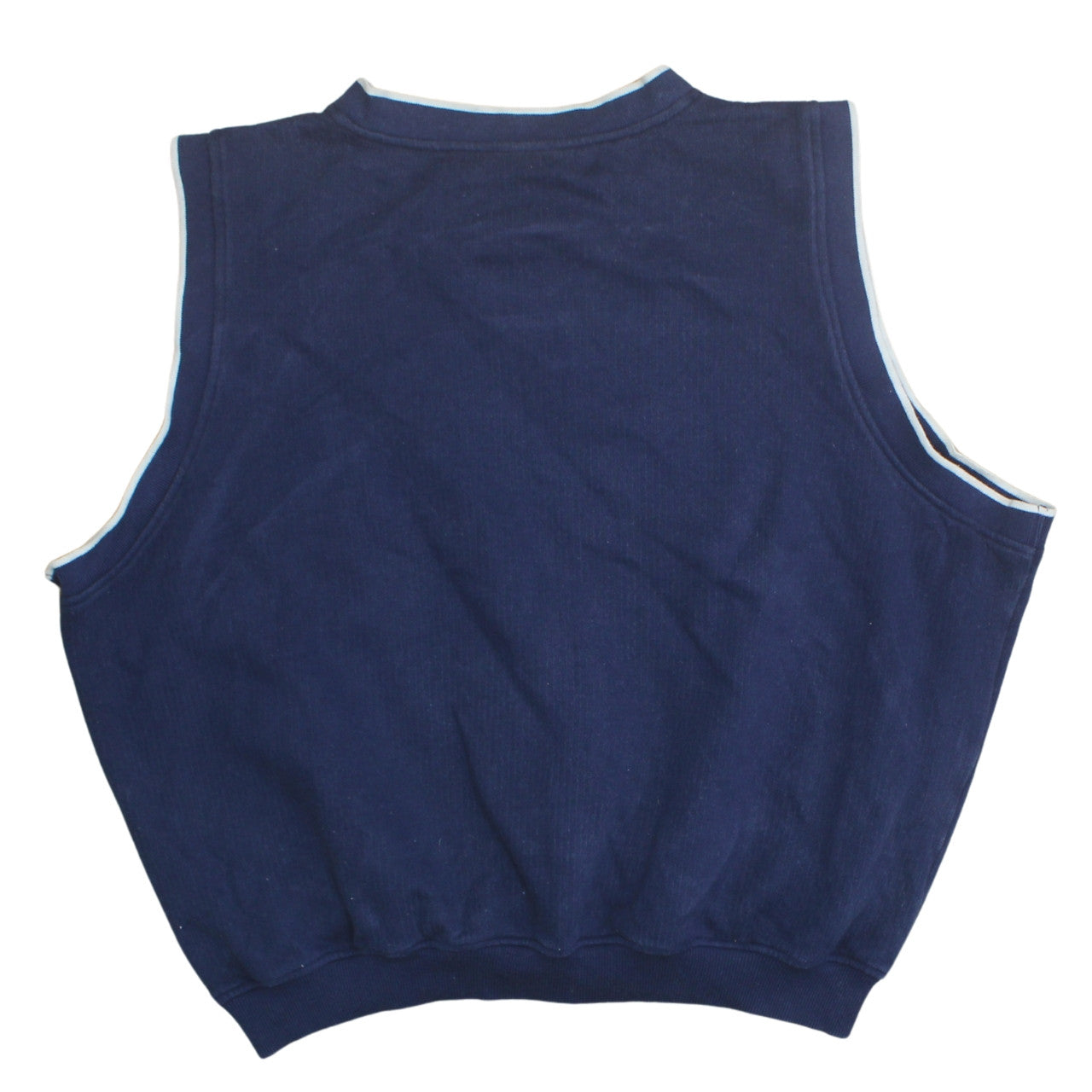 Adidas Men's Blue Cotton Sleeveless V-Neck Sports Vest L