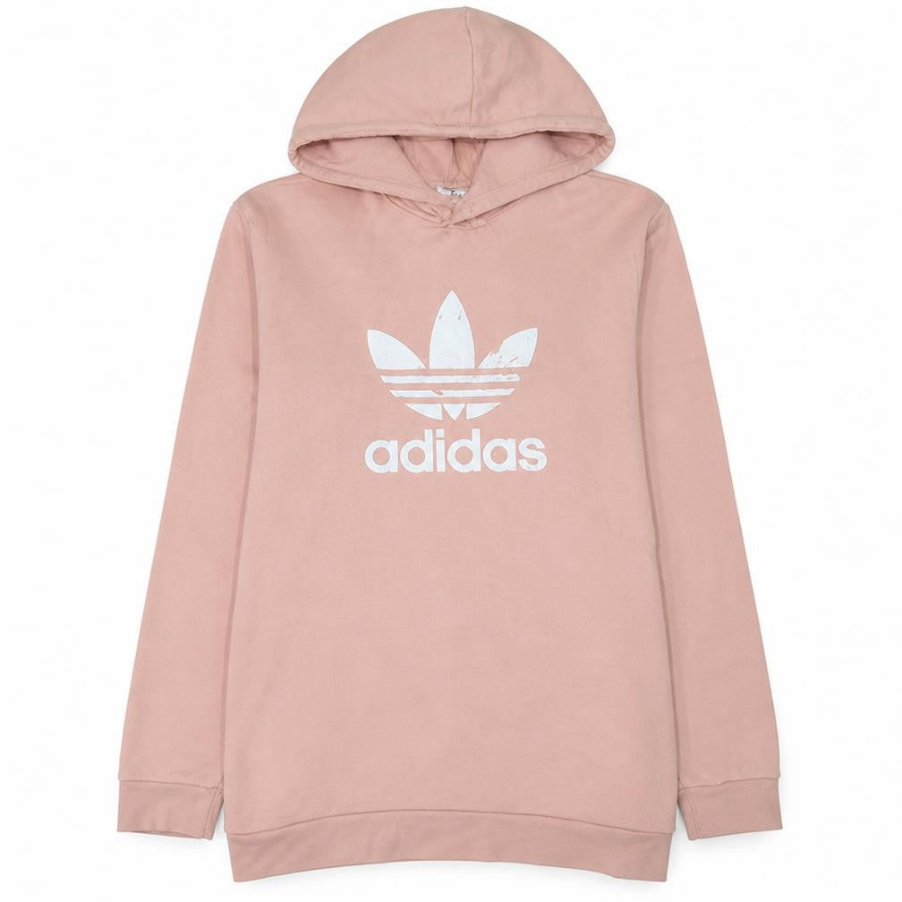 Front view of Adidas women’s pink hooded pullover sweatshirt xl hooded logo casual