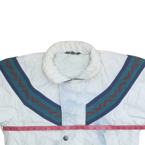 K-Way Mens White Blue 80s Puffer Jacket Size S Retro Outdoor Style