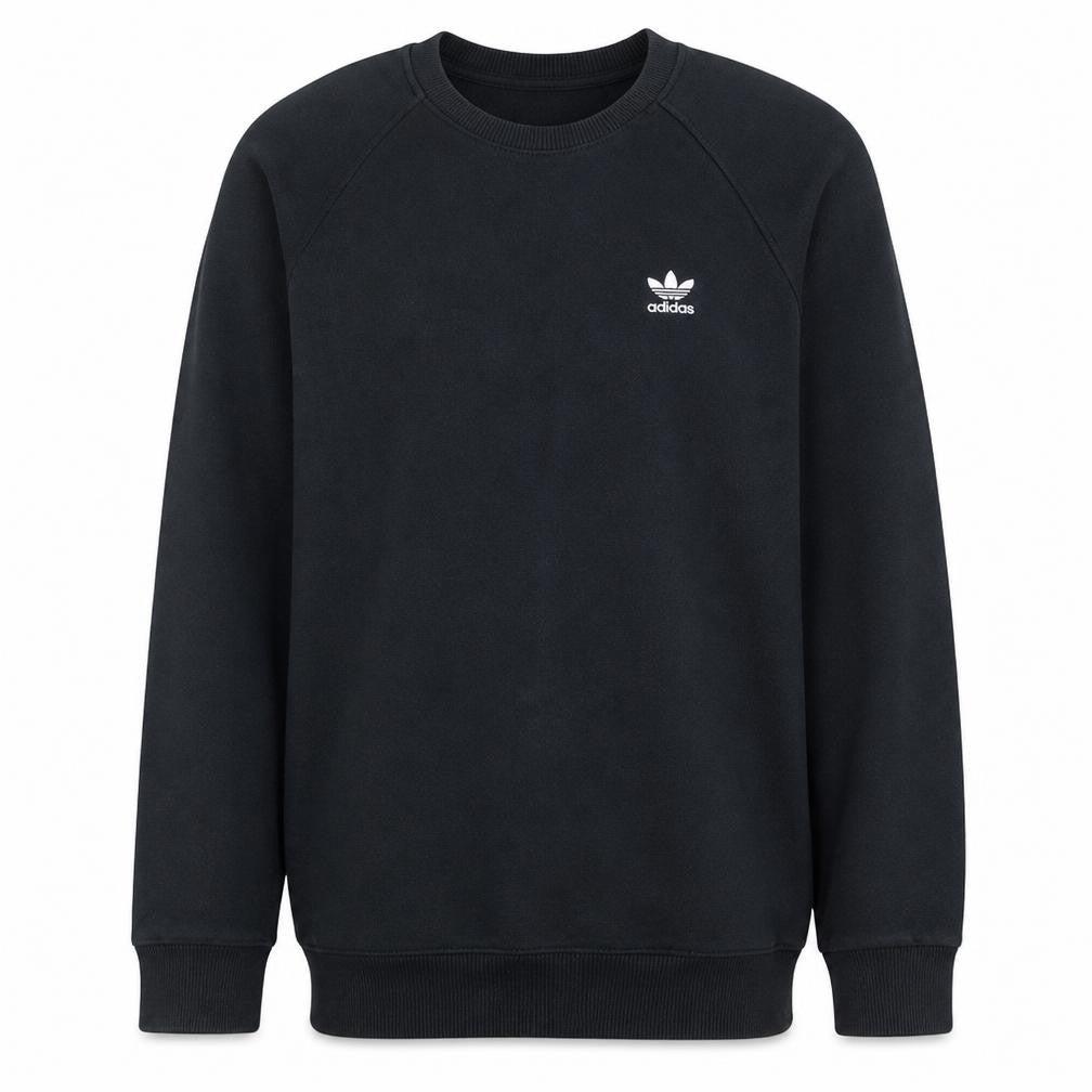 Front view of Adidas Men's Black Crew Neck Pullover Sweatshirt, size M
