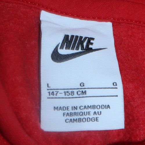 Nike Boys Red Pullover Hoodie L 147-158cm Cotton Blend Fleece Sweatshirt
