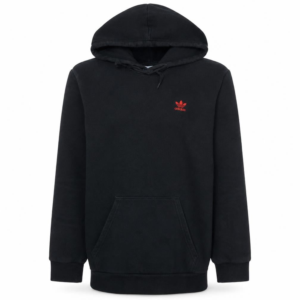 Front view of Adidas men’s black hoodie medium pullover cotton blend primegreen