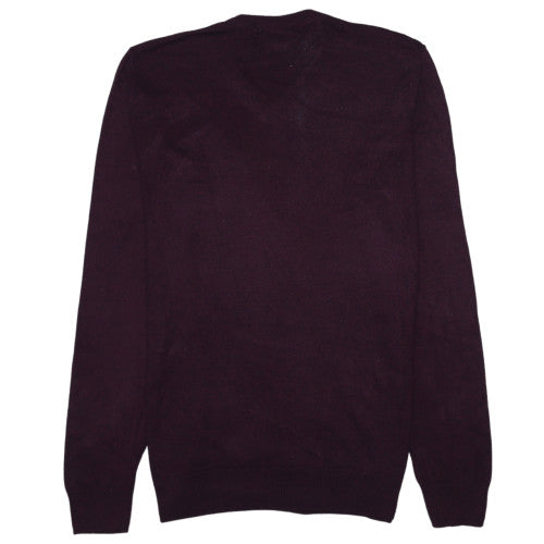 Quiksilver Mens Purple Cotton V-Neck Jumper Size L