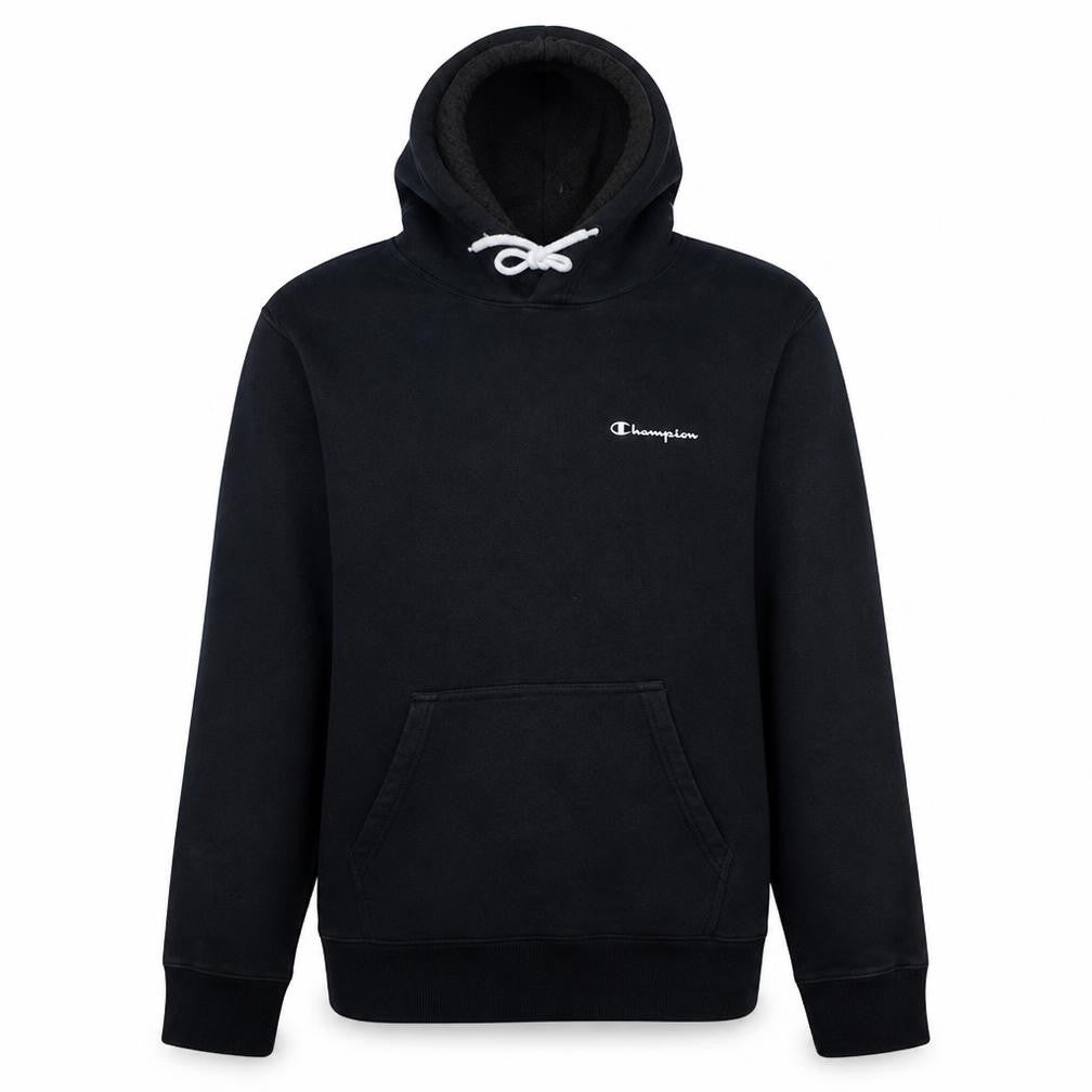 Champion Men's Black Medium Pullover Hoodie with Logo and Kangaroo Pocket