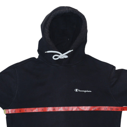 Champion Men's Black Medium Pullover Hoodie with Logo and Kangaroo Pocket