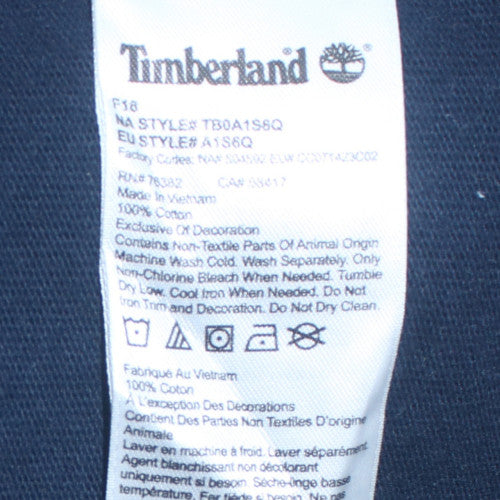Timberland Men's Blue Cotton 1/4 Zip Collared Jumper Size M