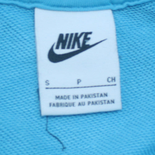 Nike Women Blue Pullover Hoodie Small Cotton Blend Relaxed Fit Sweatshirt