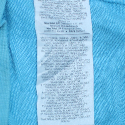 Nike Women Blue Pullover Hoodie Small Cotton Blend Relaxed Fit Sweatshirt