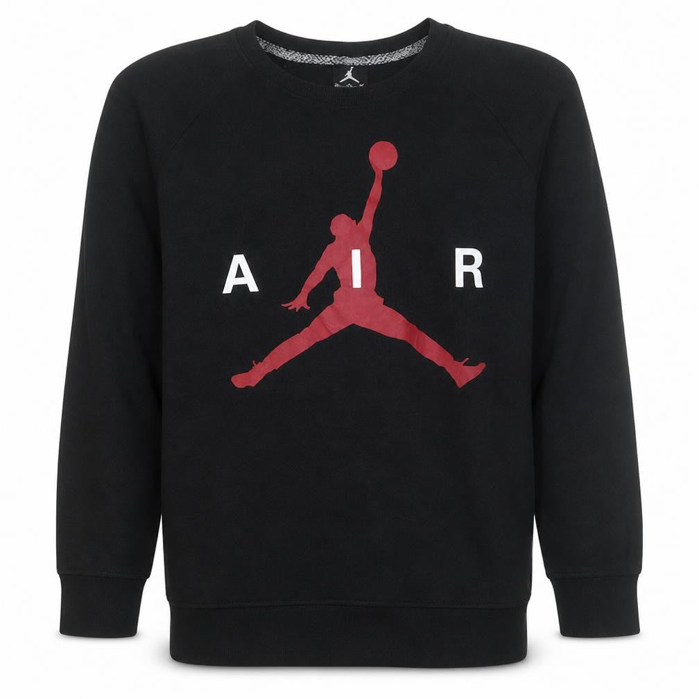 Front view of Nike boys’ black xl pullover fleece sweatshirt with air logo