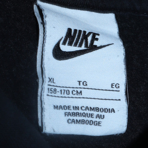 Nike Boys Black XL Pullover Fleece Hoodie with Logo Print