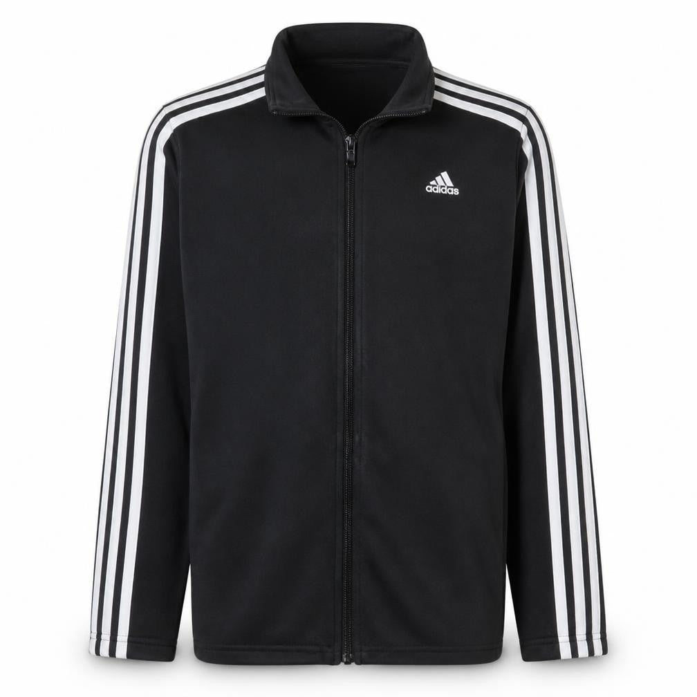 Front view of Adidas boys’ black 13-14 years track jacket full zip activewear