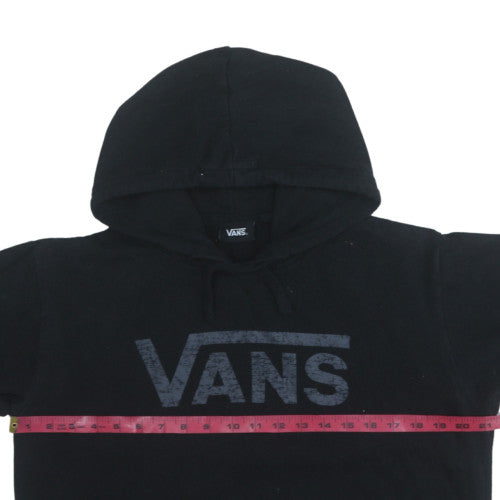 Vans Womens Black Pullover Hoodie Small Hooded Logo Cotton Blend