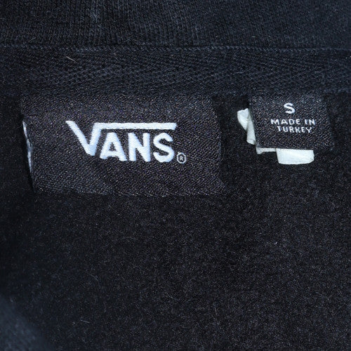 Vans Womens Black Pullover Hoodie Small Hooded Logo Cotton Blend