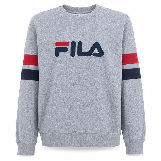 Fila Men's Grey Logo Pullover Sweatshirt M Retro Sports Style