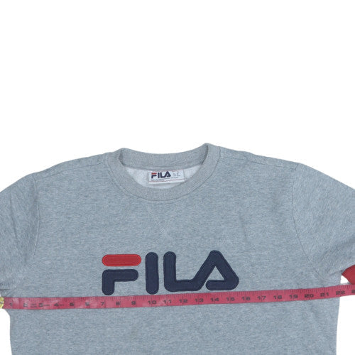 Fila Men's Grey Logo Pullover Sweatshirt M Retro Sports Style