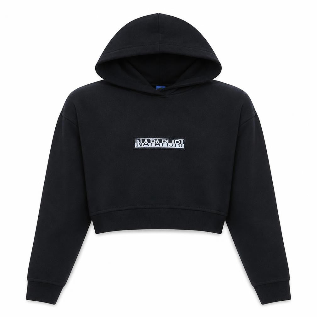 Napapijri Womens Black Cropped Pullover Hoodie Size M