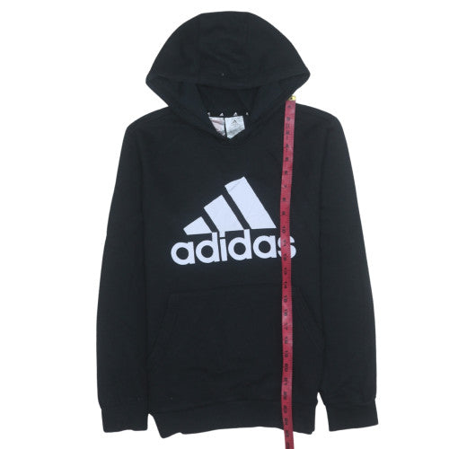 Adidas Boys Black Pullover Hoodie Size 13-14 Years Classic Logo Cotton Blend