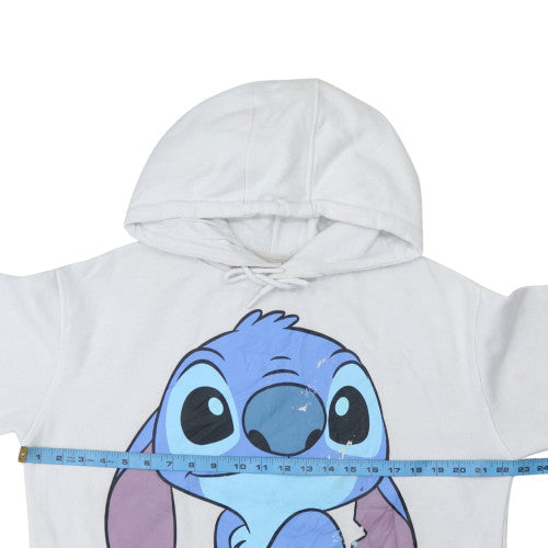 Disney Women White Lilo & Stitch Pullover Hoodie Size 12 Graphic Print