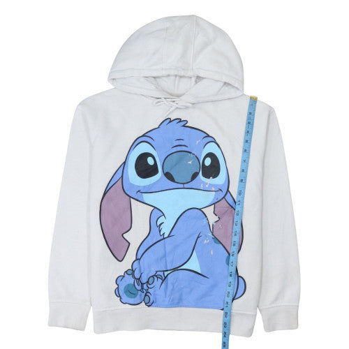 Disney Women White Lilo & Stitch Pullover Hoodie Size 12 Graphic Print