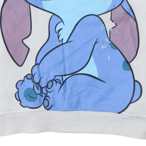 Disney Women White Lilo & Stitch Pullover Hoodie Size 12 Graphic Print