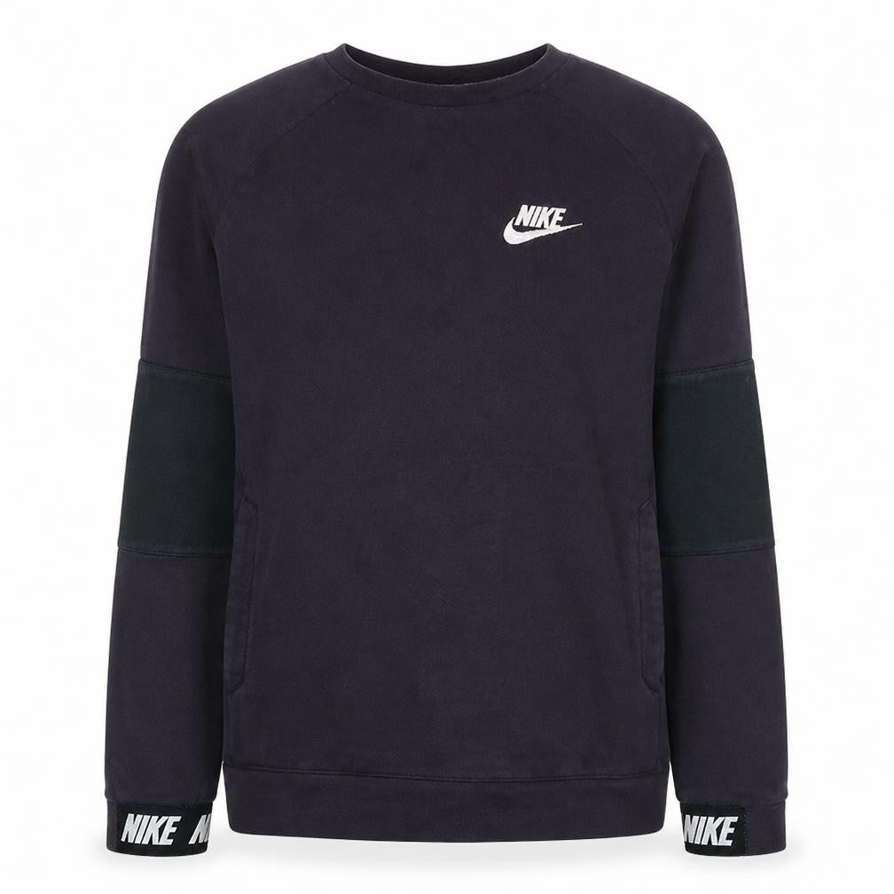 Nike Women Black Small Pullover Sweatshirt Crew Neck Logo Cotton Blend