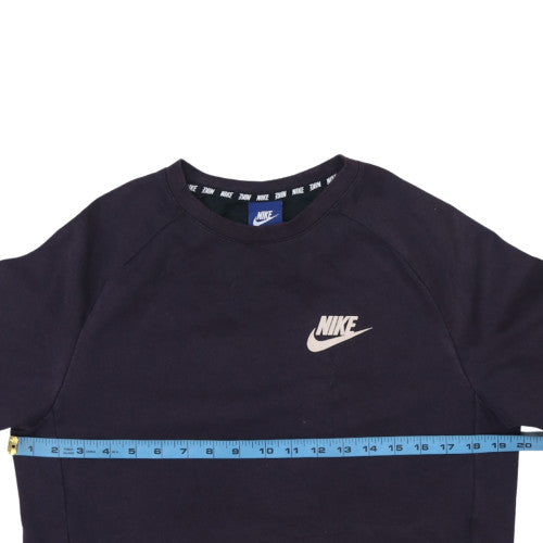 Nike Women Black Small Pullover Sweatshirt Crew Neck Logo Cotton Blend