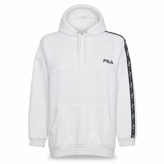 Fila Womens White Pullover Hoodie Size S Cotton Blend Casual