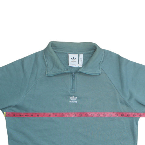 Adidas Womens Green 1/4 Zip Henley Sweatshirt Size M Regular Fit