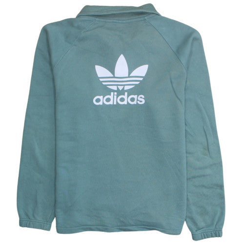 Adidas Womens Green 1/4 Zip Henley Sweatshirt Size M Regular Fit