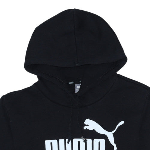 Puma Womens Black Pullover Hoodie Size 16 Logo Print Casual