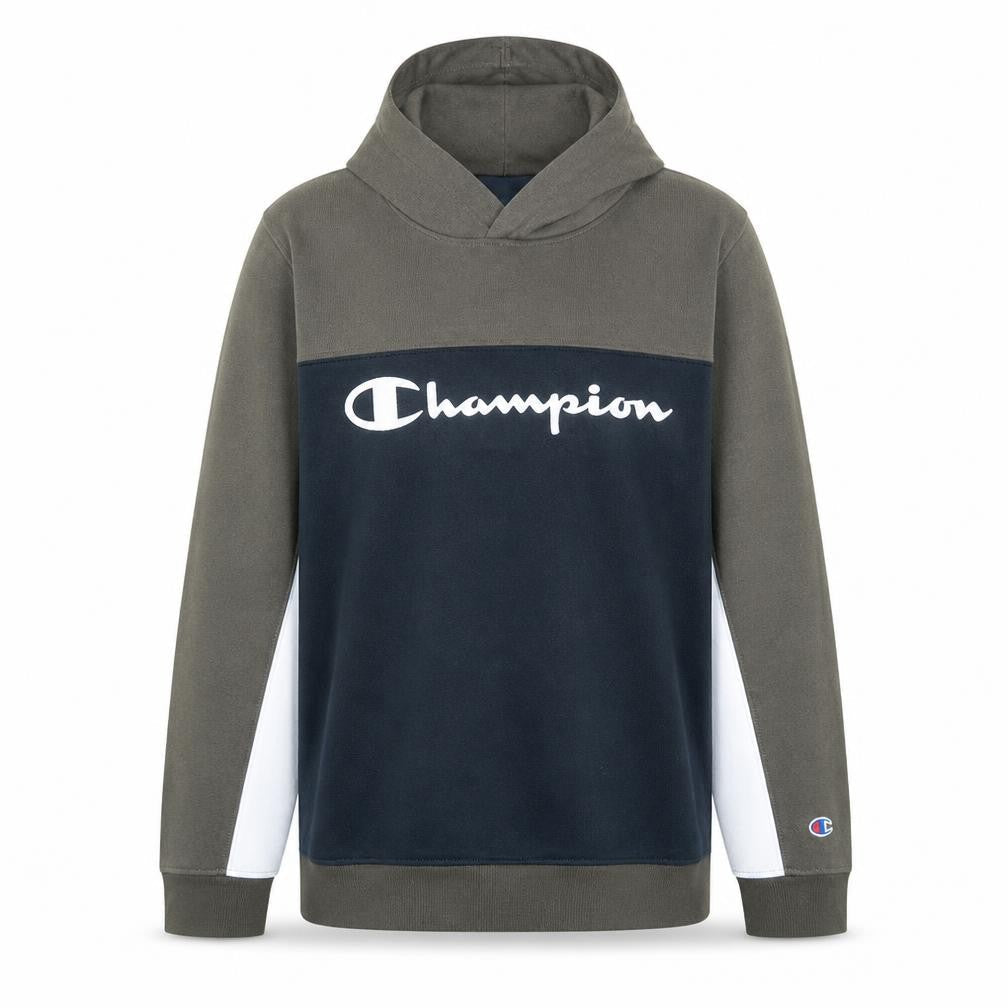 Front view of Champion boys’ brown & black pullover hoodie 13-14 years graphic logo