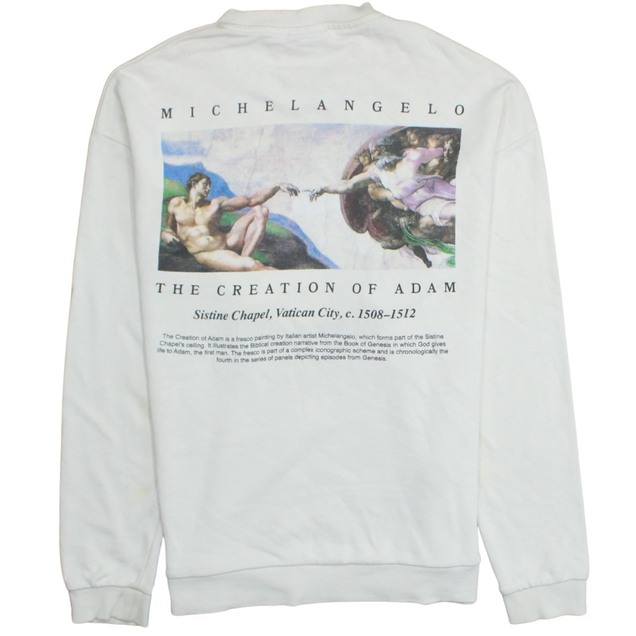 ASOS Men’s White Michelangelo Art Print Pullover Sweatshirt L