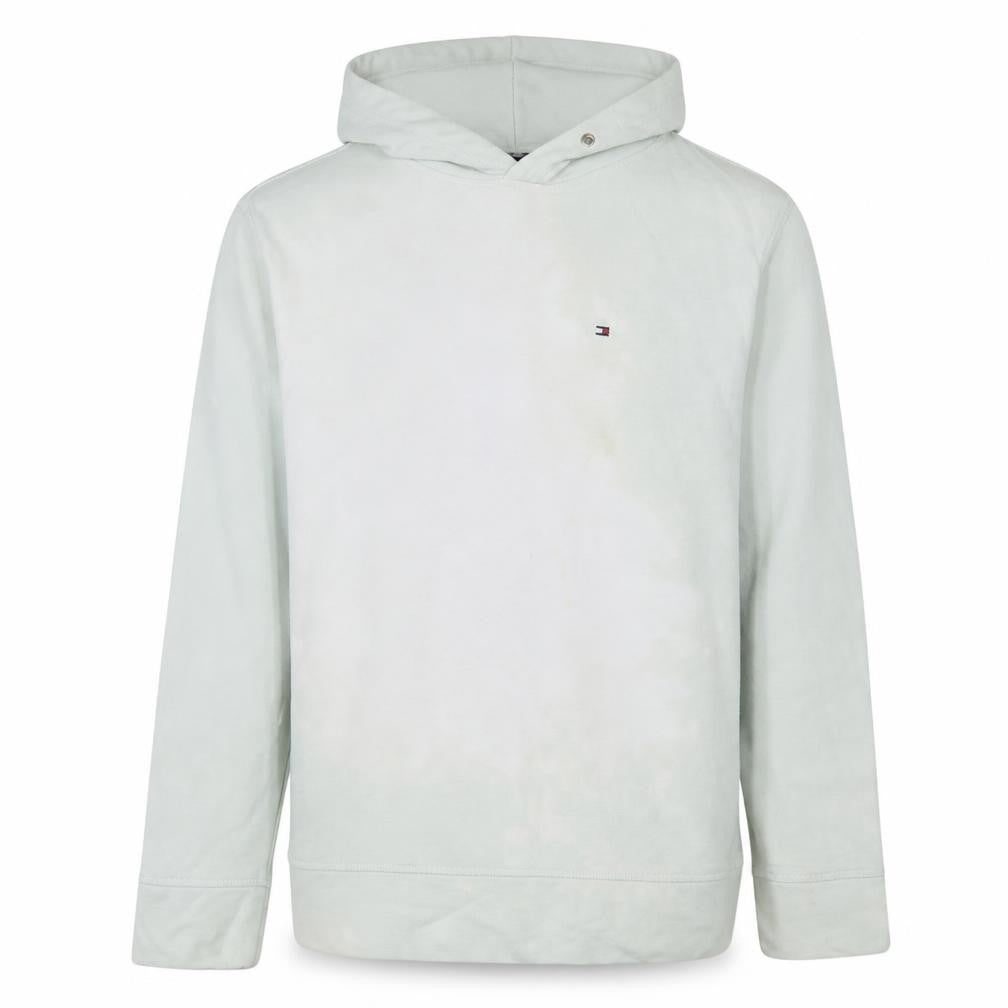 Tommy Hilfiger Men's White Pullover Hoodie Medium Logo Cotton
