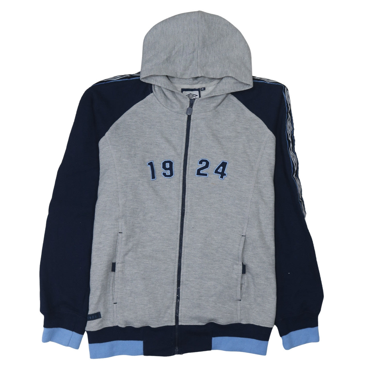 Umbro Mens Grey Full Zip Hoodie XL Sports Logo 1924 Jacket