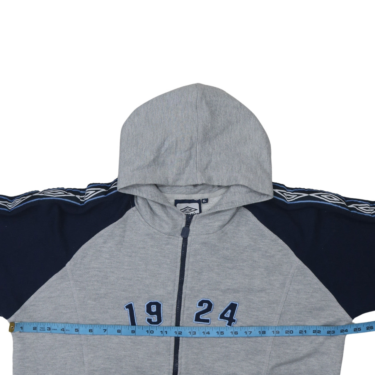 Umbro Mens Grey Full Zip Hoodie XL Sports Logo 1924 Jacket