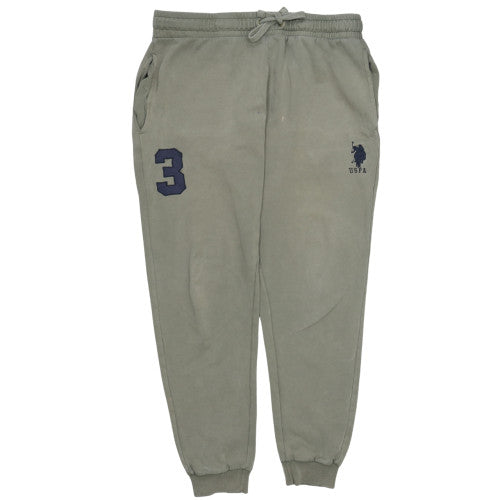 U.S. Polo Assn. Men's Grey L Jogger Fleece Sweatpants Tapered Fit