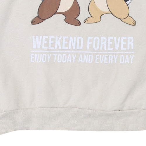 Disney Mickey & Friends Chip 'n' Dale Beige Women's Sweatshirt Size 16-18