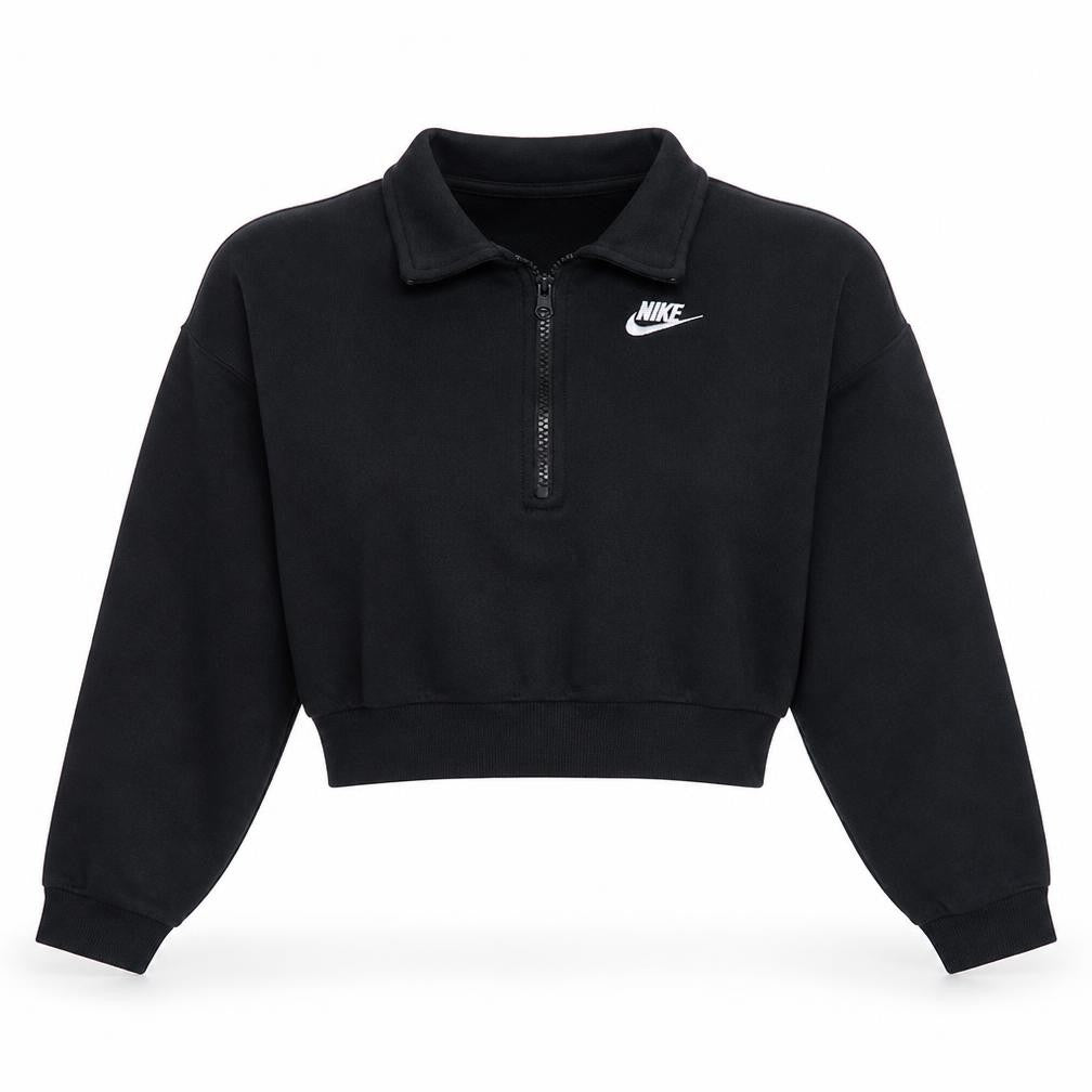 Nike Womens Black Small 1/2 Zip Cropped Sweatshirt