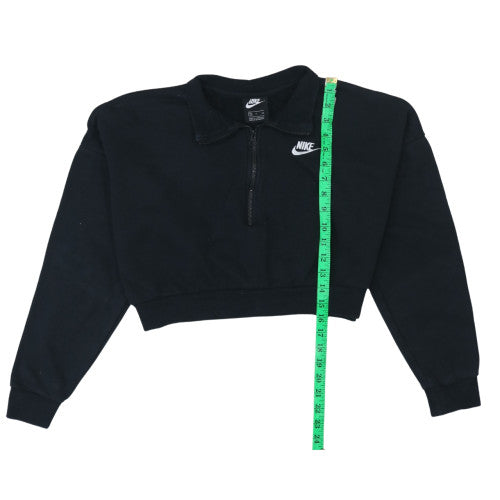 Nike Womens Black Small 1/2 Zip Cropped Sweatshirt