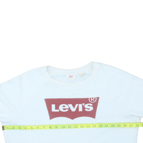 Levi's Womens White Logo Crew Neck Pullover Sweatshirt Size L