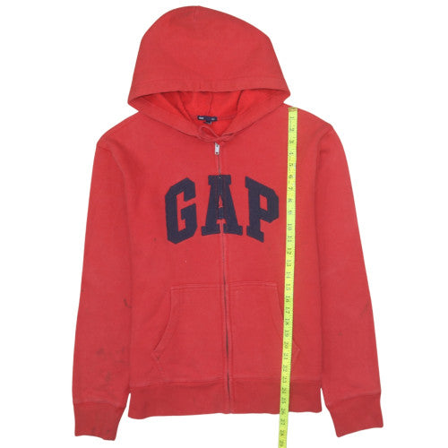 GAP Men's Red Full Zip Hoodie L Fleece Cotton Logo Sweatshirt