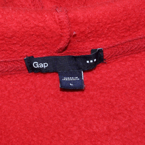 GAP Men's Red Full Zip Hoodie L Fleece Cotton Logo Sweatshirt