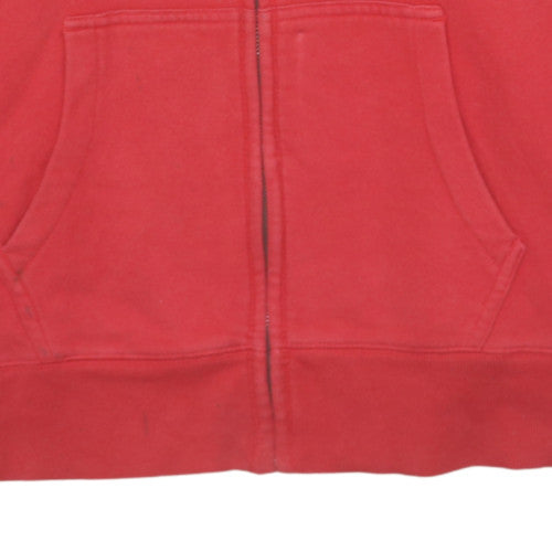 GAP Men's Red Full Zip Hoodie L Fleece Cotton Logo Sweatshirt