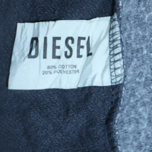 Diesel Men's Grey Pullover Hoodie L Logo Fleece Sweatshirt