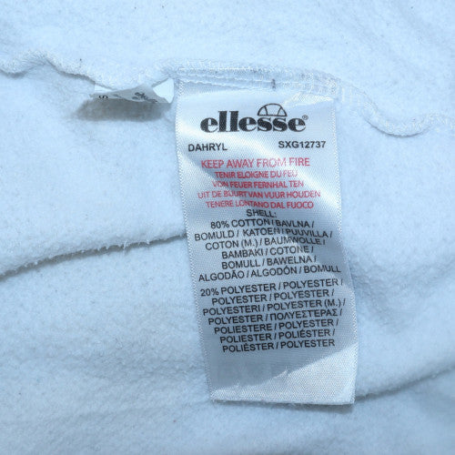 Ellesse Mens White Pullover Hoodie M Logo Fleece Sweatshirt