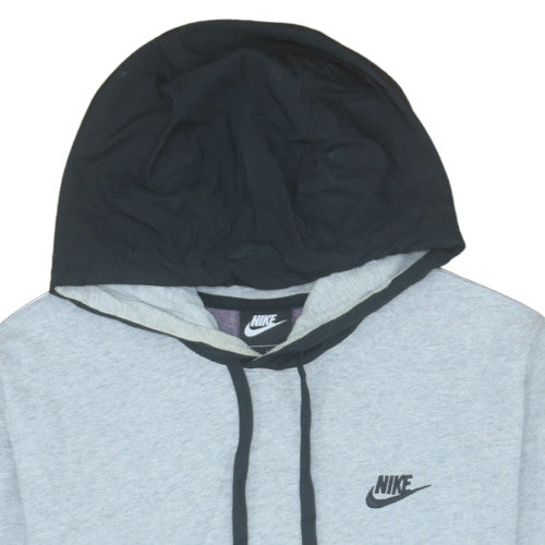 Nike Men's Grey and Black Pullover Hoodie Small with Logo Detail
