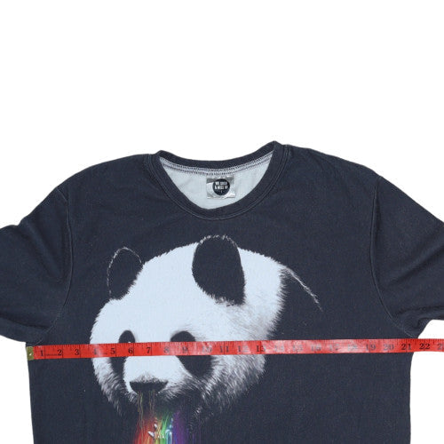 Mr Gugu & Miss Go Mens Black L Graphic Panda Rainbow Sweatshirt