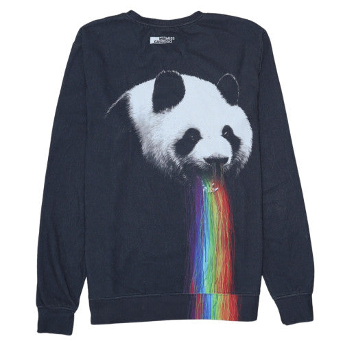 Mr Gugu & Miss Go Mens Black L Graphic Panda Rainbow Sweatshirt