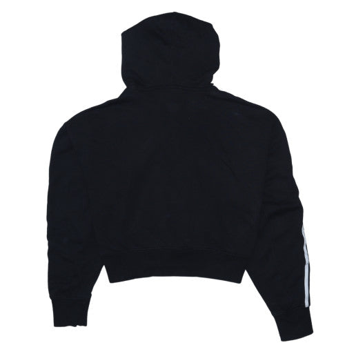 Adidas Womens Black Size 12 Cropped Full Zip Hoodie Sweatshirt