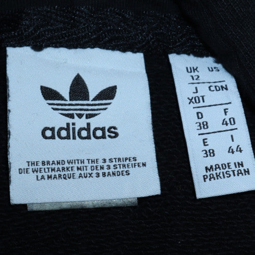 Adidas Womens Black Size 12 Cropped Full Zip Hoodie Sweatshirt